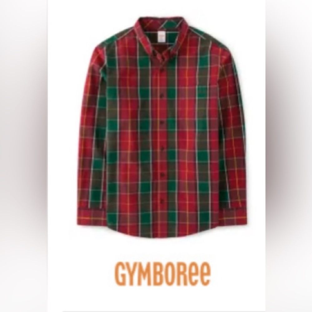 LIKE NEW - Gymboree Family Holiday plaid Boys Shirt Size 10